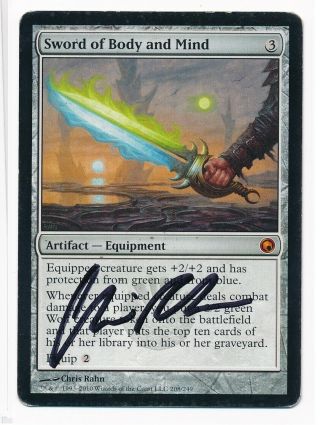 Mtg Sword Of Body And Mind Mythic Rare Signed By Artist Chris Rahn Hp