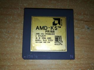 Amd K5 Pr166abx,  Very Rare Vintage Cpu,  Gold,  Top Cond.