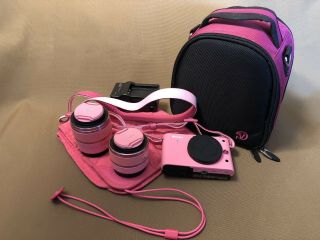 Rare Pink Nikon 1 J1 10.  1mp Digital Camera Vr 30 - 110mm Bag Cloth Strap Charger