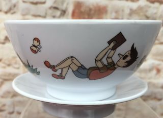 Pinocchio Noritake Melamine Ware Bowl And Saucer Sugar Bowl W/ Lid Rare Vtg 70 