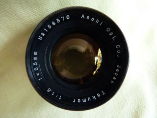 Rare Asahi Opt.  Co.  Takumar 55mm F1.  8 Preset Screw Mount Lens