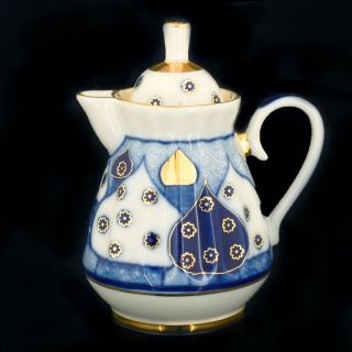 Russian Imperial Lomonosov Porcelain Creamer Chimes Ringing Bells 22k Gold Rare