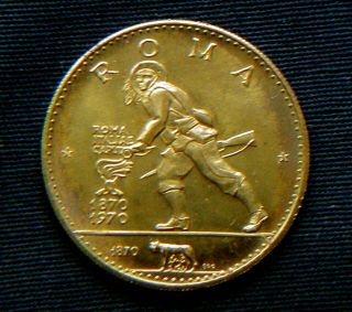 1970 Ras Al Khaima Arab Emirats Rare Golden Facsimil Coin Unc