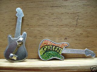 Rare Vintage Rock Group Queen Guitar Shape Pin 1980