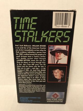 TIME STALKERS (1986) VHS 1989 time travel SCI - FI science fiction RARE must have 2