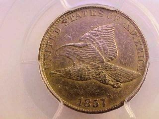1857 Flying Eagle Cent Pcgs Au Details Rare Early Certified Penny Monster Toning