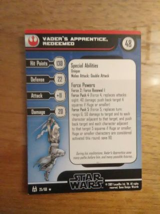 Star Wars Miniatures Force Unleashed 25 Vaders Apprentice Redeemed Rare