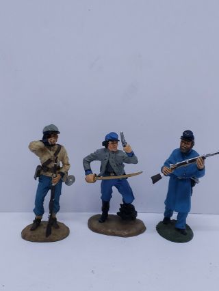 Vintage Franklin 1986 Fine Pewter Rare Civil War Figurines,  Set Of 3