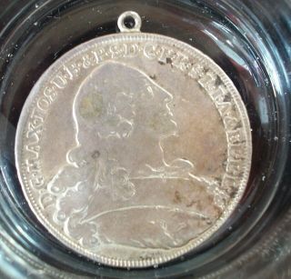 1759 German States Bavaria 1 Thaler - Patrona Bavariae Rare Silver Pendant 4.  2 Cm