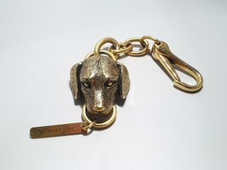 Burberry London Brass Dog Bag Charm Key Chain - Rare