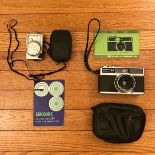 Rare Vtg Fujica Compact Deluxe 35mm Rangefinder Film Camera Case,  Sekonic L - 98