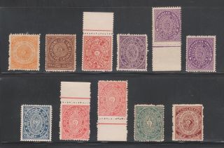 India Travancore 1904 - 39,  Selection Of 11 Different Mnh Stamps Rare.