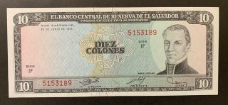 El Salvador 10 Colones 1976 Banknote Gem Unc Rare Grade
