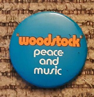 Woodstock Concert Peace And Love Stickback Button Pin Rare Pinback Old