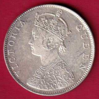 British India - 1862 - Victoria Queen - One Rupee - Rare Silver Coin S1