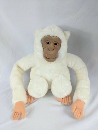 Vintage 80s Hosung Rare White Monkey Plush Animal 15 " Chimp Albino Gorilla