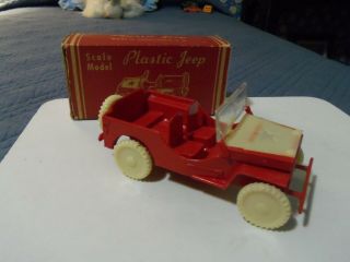 Vintage,  Very Rare Plas - Tex Corp Plastic Jeep.  W.  Box.  & Read.