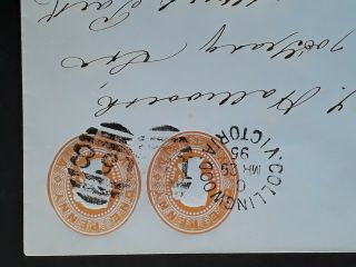 Rare 1895 Victoria Cover ties 2X Preprinted 1d orange Oval QV stamps Collingwood 2