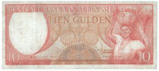 Suriname 10 Gulden 1957 P - 112 Rare