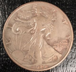 Daniel Carr 1915 - S Walking Liberty Rare Antique Finish Silver Overstrike