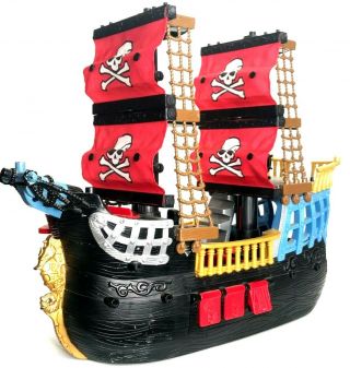 Mattel Fisher Price - Imaginext 2006 Pirate Ship - Rare Red Sails W/skull & Cross