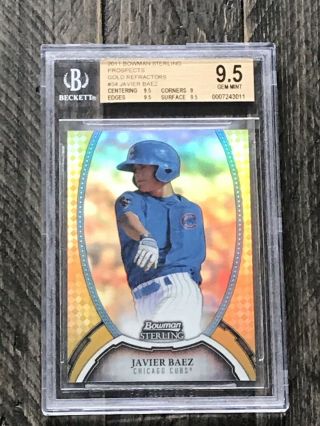 2011 Bowman Sterling Gold Refractor Javier Baez Cubs Rc 13/50 Bgs 9.  5 Rare Hot