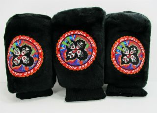 Set Of 3 Kiss Rock And Roll Band Over Golf Club Head Covers 1,  3 & X Clubs Rare