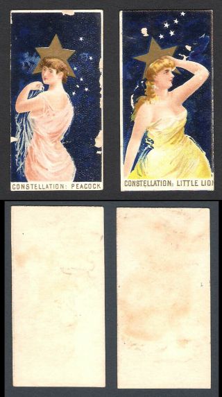 Rare Atc Constellation Girls: Tobacco Cigarette Card Pair C.  1900