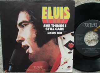Elvis Presley - Moody Blue / She Thinks I Still Care Usa 45,  Rare Ps -