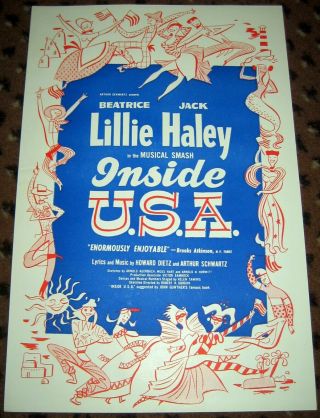 Inside Usa Publicity Flier Beatrice Lillie Jack Haley Carl Reiner 1948 Rare