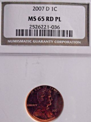 2007 D Bu Lincoln Cent,  Rare Proof Like Coin,  Ngc Ms65 Rd Pl