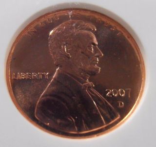 2007 D BU Lincoln Cent,  Rare PROOF LIKE coin,  NGC MS65 RD PL 2