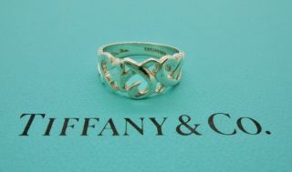 Authentic Tiffany & Co.  Paloma Picasso Loving Heart Silver Ring Us5.  5 - Rare