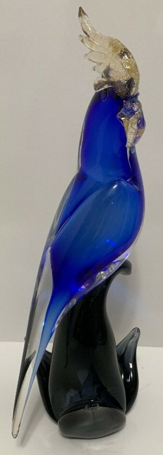 Vintage 13” Murano Blown Glass Parrot Bird Art Decor Figure Italy Rare
