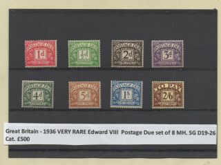 1936 Full Set (rare) King Edward Viii Postage Dues Sgd19 - Sgd26 £500