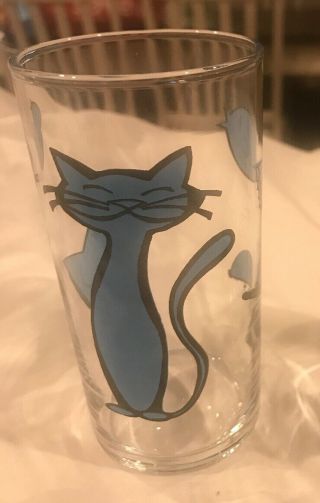 Rare 4 Libbey Vintage MCM Cat Feline Antics Juice Cocktail Glasses 8 Oz.  Glass 2