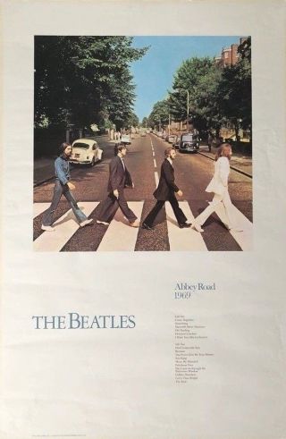 Rare Beatles Abbey Road Poster 1987 Apple Corp Ltd Determined Productions 24x36 "