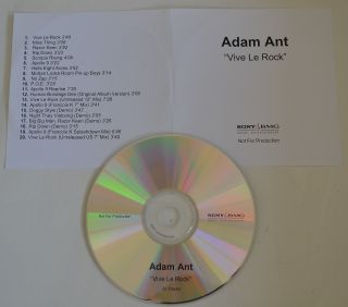 Adam Ant / The Ants Vive Le Rock Remasters Rare Promo