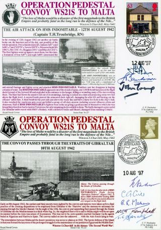 2 Rare Fdcs Royal Navy Ww2 Hms Operation Pedestal Malta Convoy Dsc Pilot Signed