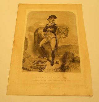 Rare 1887 Engraving George Washington Print By Henry J Johnson -