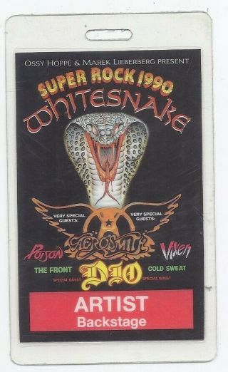Whitesnake Backstage Pass 2 Rock 1990 Rare