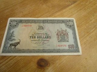 $10 Note Rhodesia - Rare African Banknote Zimbabwe