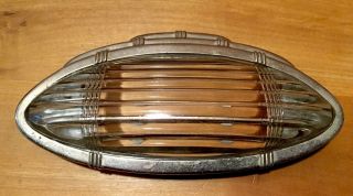Rare Vintage Art Deco Glass Lens & Chrome Bezel Car Dome Light Great For Rat Rod