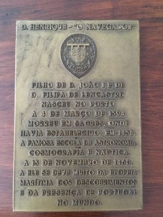 antique and rare bronze medal of Portuguese navigator D Henrique 2