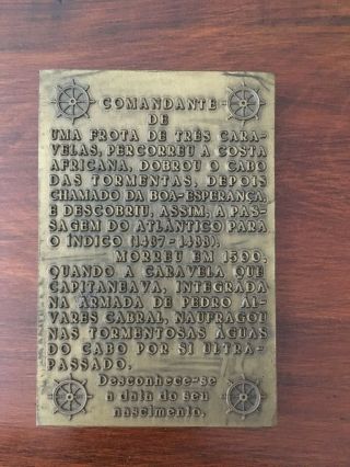 Antique and rare bronze medal of Portuguese navigator Bartolomeu Dias 2