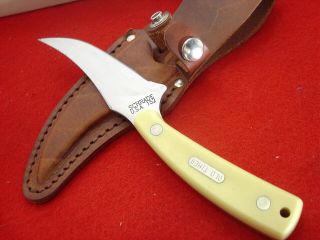 Schrade Old Timer Usa Made 7 - 1/4 " Rare Yellow 152 Sharpfinger Fixed Blade Knife