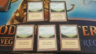 Mtg Magic The Gathering Alpha Plains X5 Vhtf,  See Scans One Signed.