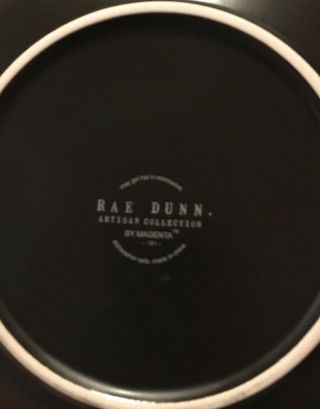 Rae Dunn By Magenta Rare HTF Eat Black Plates Set of 4 Appetizer Snack 8”  2