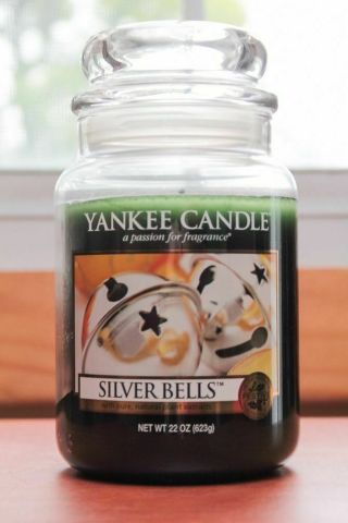 Rare 22oz Yankee Candle Christmas Silver Bells Green Wax Candle First Htf