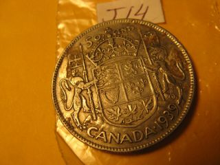 1939 Canada Rare Silver 50 Cent Coin Idj14.
